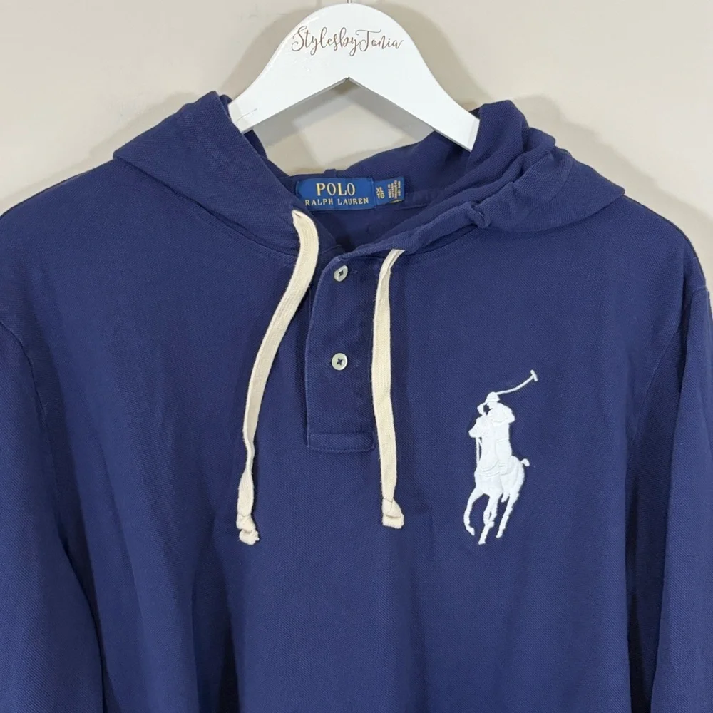 Polo Ralph Lauren Big Pony Classic Long Sleeve Hoodie Top Men Shirt Navy Blue XL